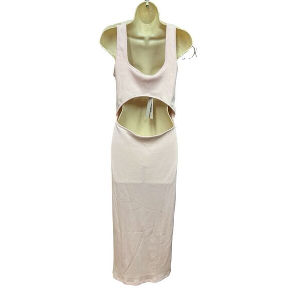 SKIN Isha Pima Cotton Blend Midi Sheath Dress in Pink NWT Size 3/Large - Picture 7 of 11